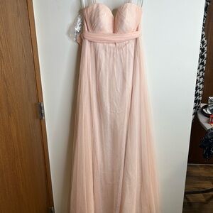 Revelry 12 Elegant Strapless Pink Formal Dress Tulle Princess Wicked Glinda